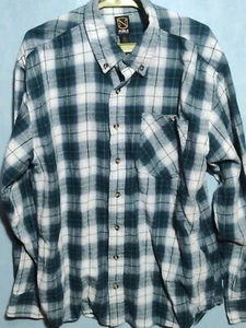 Noble Outfitters Green Plaid Button-Front Long Sleeve Cotton Flannel Shirt L - Picture 1 of 8