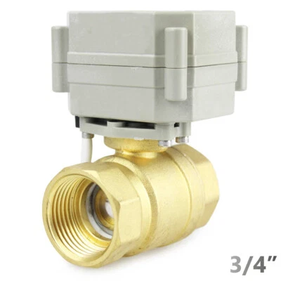 Brass 3/4" 12VDC CR2-01 2 Wires Power On/Off NPT Motorized Electrical Ball Valve - Image 1 of 4