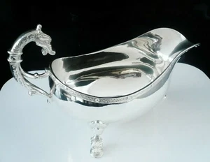 Boxed Lindisfarne Sterling Silver Sauce Boat, Reid & Sons 1997 334g - Picture 1 of 11