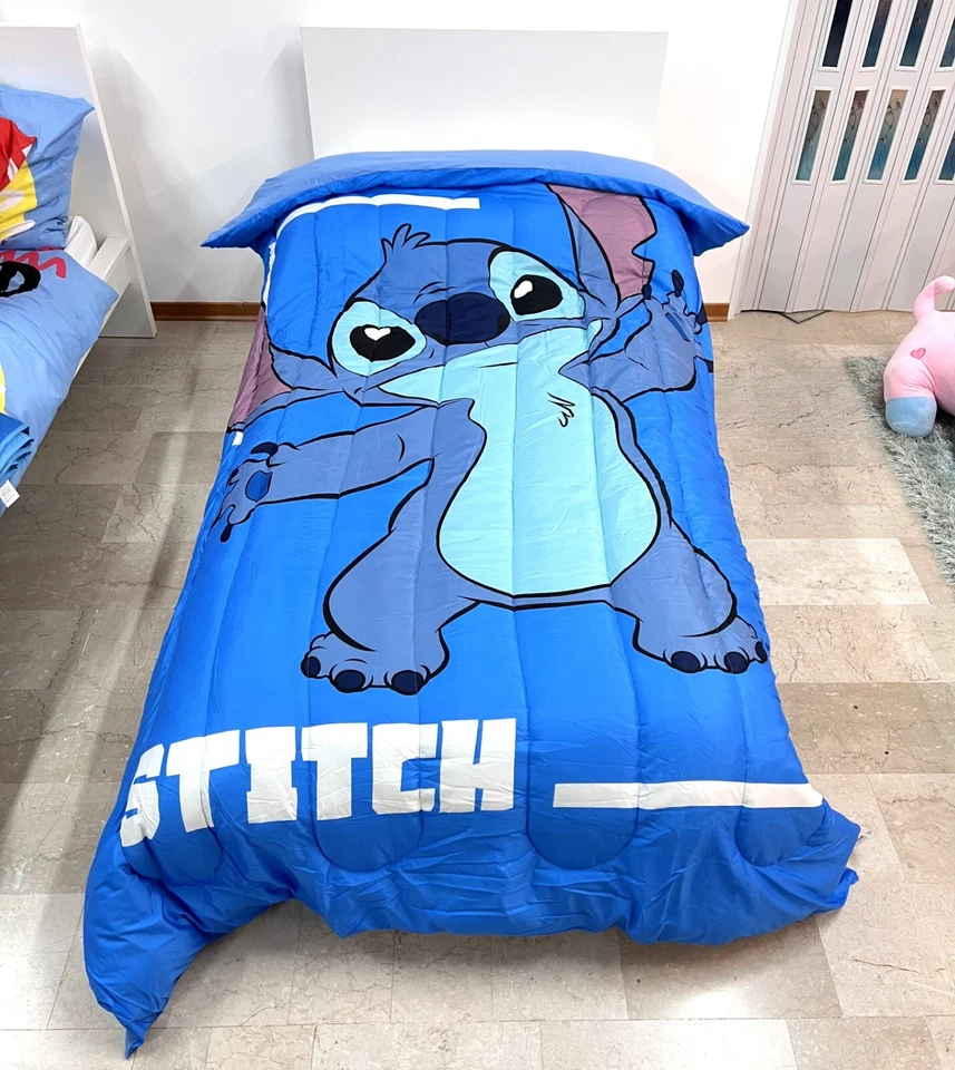 Disney Stitch Bleu Duvet Matelassé 170x260cm Lit Simple Couette Hivernale - Photo 1/2