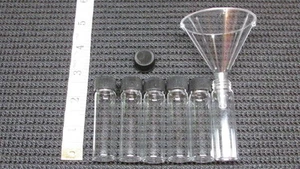 6 Glass 2 oz Gold Vials Placer Gold Funnel Mining Prospecting Dredge Sluice - Picture 1 of 1