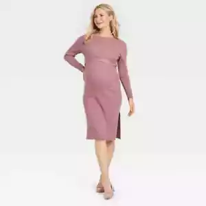 Long Sleeve Mini Maternity Wrap Sweater Dress - Isabel Maternity by Ingrid & Isa - Picture 1 of 6