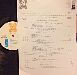 RADIO SHOW 7/28/88 SFX: BEATLES, FREDDY CANNON. PINK FLOYD, BYRDS, BOBBY DARIN, - Picture 1 of 2