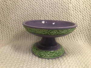 Antique/Vtg Czechoslovakia ceramic compote centre piece embossed floral 5.5” D - Imagen 1 de 9