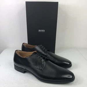 HUGO BOSS Kensington Mens Oxford Derby Lace Up Black Textured Leather $398 - Picture 1 of 9