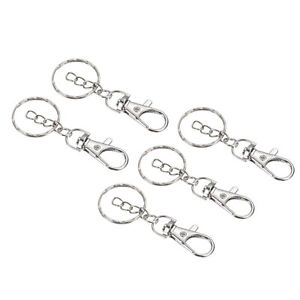 5pcs Key Chain for Keys, Metal Keyring Clip Hook Keychain, Silvery