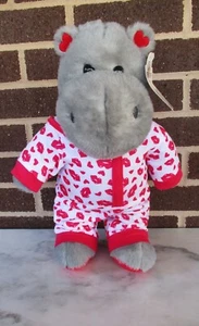 Build A Bear Valentine Hippo 16" Gris Peluche -Labios Con Capucha Dormir Todas las Etiquetas - Imagen 1 de 8
