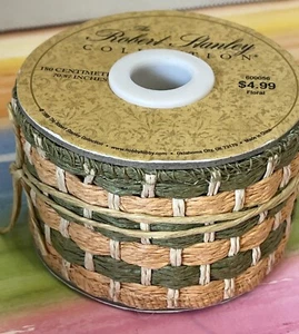 New roll basket weave ribbon 2” wide Robert Stanley green light orange - Picture 1 of 3