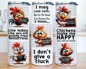 Lustige Huhn Zitate 20 Unzen Edelstahl Becher Handarbeit - Bild 1 von 1