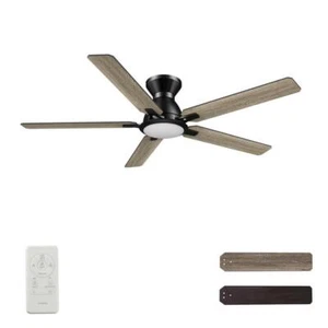 CARRO Smart Ceiling Fans 52" Indoor/Outdoor Dimmable LED w/ Light + Remote Black - Picture 1 of 12