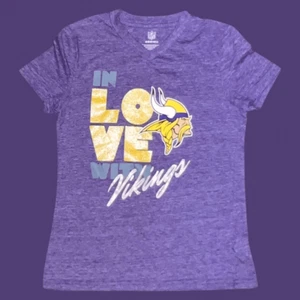 Camiseta manga corta con logotipo de los vikingos de la NFL para jóvenes niñas MN talla M 10/12 - Imagen 1 de 3