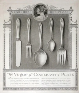 1920 Oneida Community Teller Adam Muster Weihnachtsdruck Werbung - Bild 1 von 1