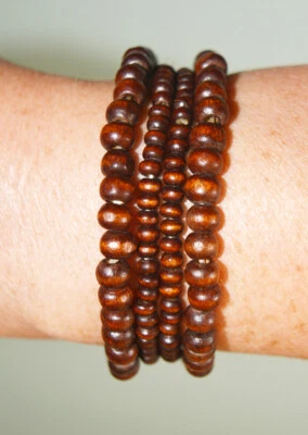 Holz Armband Gummiarmband Herren Damen Surferschmuck Perlen braun Surfer 4 Stück - Bild 1 von 4