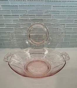 Vintage Imperial Pink Glas Ohio Molly Kuchenteller & Servierschale mit zwei Henkeln - Bild 1 von 11