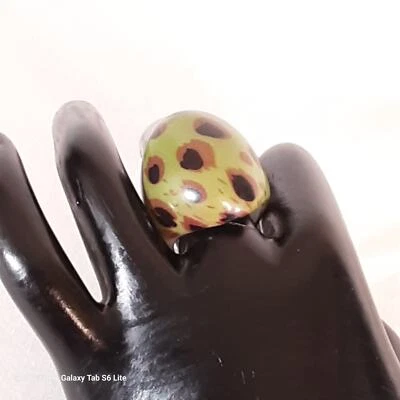 Anillo cúpula de plástico grueso vintage con estampado de leonardo  Foto 1 de 4