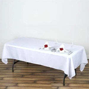 60x102" White PREMIUM RECTANGLE Polyester TABLECLOTH Catering Linens Ceremony - Picture 1 of 8