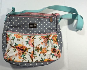 Matilda Jane Over The moon diaper Bag Floral Gray White Polka Dots - Picture 1 of 9