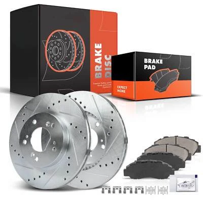 Front Drilled Brake Rotors & Ceramic Brake Pads for Honda CR-V Acura Legend TL - Image 1 of 4