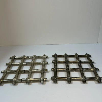 Vintage Silver Plate Bamboo Metal Trivet Expandable - Image 1 of 4