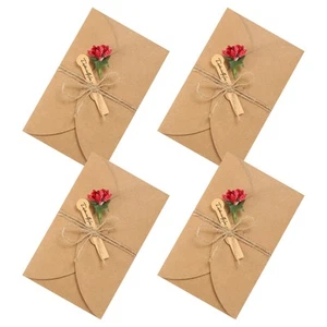 7"x4" Dried Flowers Greeting Cards, 4pcs Glass Flower Handmade Blank Note Card - Picture 1 of 5