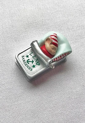 1996 Long Winter's Nap ~ Mouse in Sardine Can ~ Hallmark Miniature Ornament - Image 1 of 2