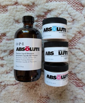 Sistema de uñas acrílicas OPI Absolute Professional con monómero líquido y 3 polvos Foto 1 de 4