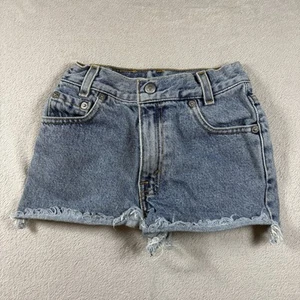 Vintage Girls Little Levi’s 6x 6 Years Old Blue Jean Shorts Distressed#3531 - Picture 1 of 10