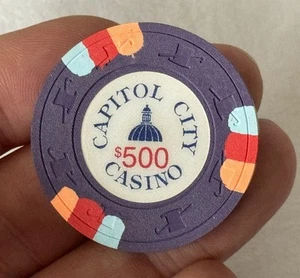 Vintage 1990s $500 CAPITOL CITY CASINO Card Room CHIP Sacramento CA Paulson #119 - Picture 1 of 4