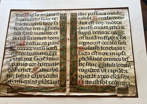 Rare Museum Large 15th century Illuminated Manuscript Leaf on Parchment - Picture 1 of 14