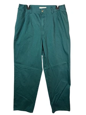 Bugle Boy Vintage 34x32 Pants Chinos Pleated Elastic Waist Relaxed Emerald Green - Image 1 of 4