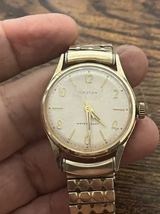 Vintage Croton Men’s Watch Manual Wind Gold tone 32mm Swiss Made Collectible - Picture 1 of 9