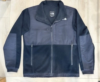 The North Face Jacket Men Medium Black Gray Full Zip Fleece Embroidered Denali - Image 1 of 4