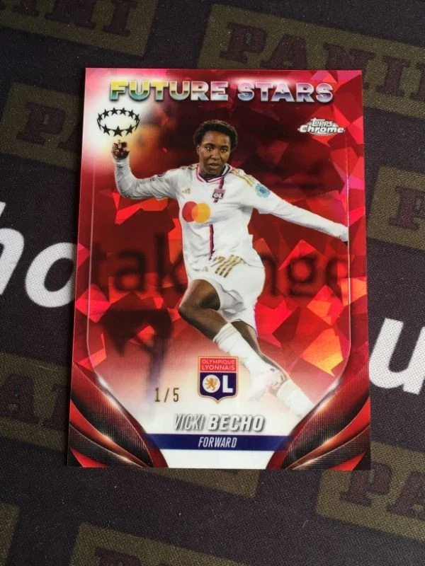 2024 Topps Chrome Sapphire Vicki Becho Red 1/5 = 1/1 France Olympique Lyonnais - Image 1 of 2