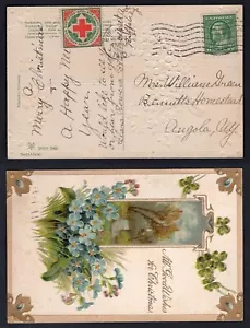 USA Buffalo NY 1910 Red Cross Christmas Seal on Postcard. Cinderella - Picture 1 of 3