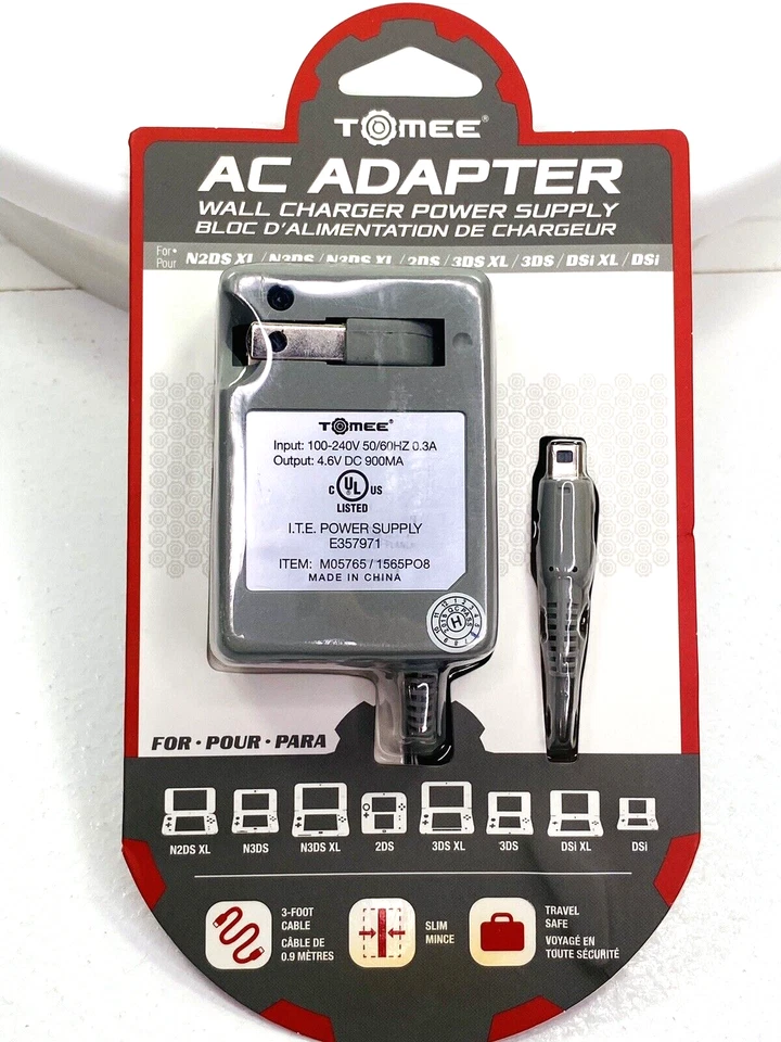 Nuevo en Paquete Adaptador de CA Tomee Cargador de Pared Fuente de Alimentación Nintendo 2DS XL 3DS DSi Cable de 3' Foto 1 de 2