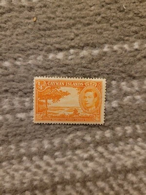 Cayman Islands 1938 1/4p King George VI Stamp (Orange) Foto 1 de 2