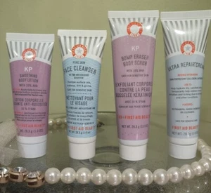 First Aid Beauty Small Bag + x 4 Travel Cleanser, Body Lotion, Scrub & Cream. - Picture 1 of 5