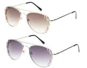 Heart Love Womens Metal Rhinestone Bling Sunglasses Retro Vintage Shades Glasses - Picture 1 of 3