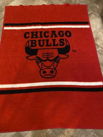 Vintage 90's Chicago Bulls Throw Blanket Biederlack 55x77" NBA Basketball Jordan Cover