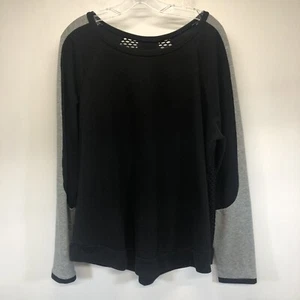 Lane Bryant Livi Active 18/20 Mesh Back Sweatshirt Crew Neck Black Grey - Picture 1 of 4