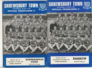 Shrewsbury Town 1967/68 Division 3 Selection of Home League Programmes from menu - Picture 1 of 3