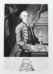 1774 Juwelier mit Kunstwerken Gullmann Markus Balthasar Schabkunst-Porträt Haid - Bild 1 von 1