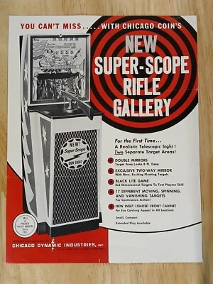 1950's Original Chicago Coin Super Scope Rifle Arcade Sales Flyer Brochure Foto 1 de 2