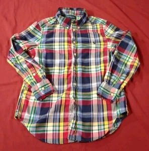 Ralph Lauren Boys 10/12 Button Down Shirt Oxford Long Sleeve Plaid Multi Color - Picture 1 of 8