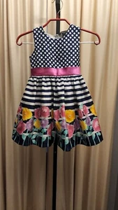 George Floral Dress Girls Size 5 Sleeveless Stripes Polka Dots Multicolor  - Picture 1 of 12