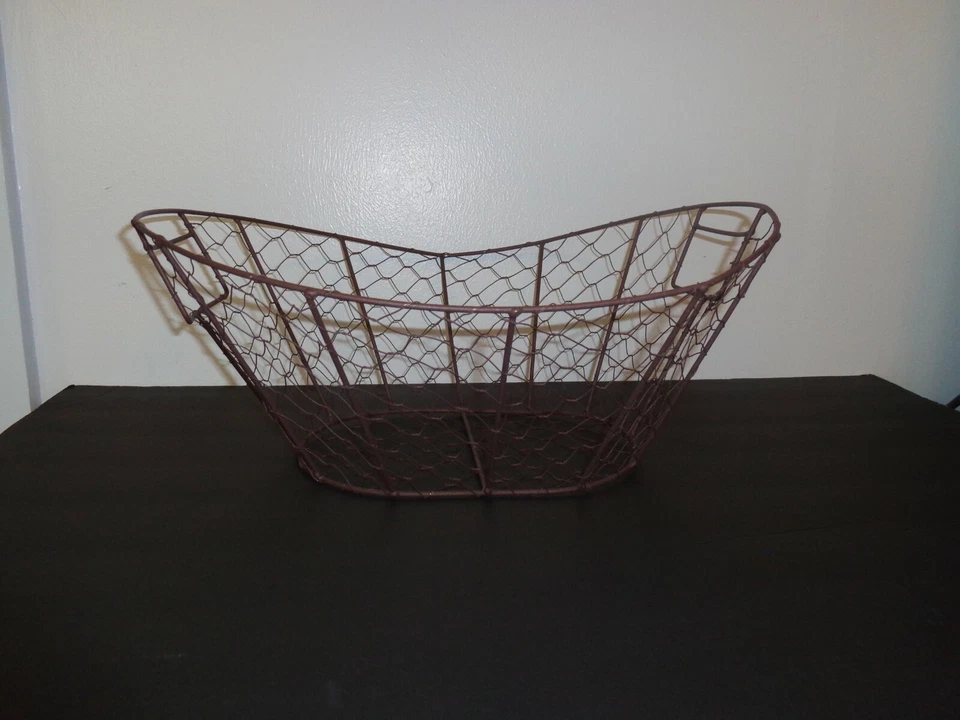 CESTA ORGANIZADORA DE FRUTAS BRONCE ALAMBRE POLLO RÚSTICO 2 ASAS CASA DE CAMPO BRONCE Foto 1 de 4