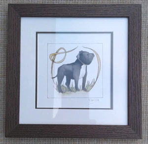 MOORCROFT ORIGINAL HAPPY STAFFIE WATERCOLOUR by VICKY LOVATT - FRAMED & SIGNED. - Picture 1 of 7