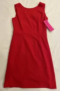 Betsey Johnson Dress 8 Crew Neck Sheath Cross Back Mini Red Cocktail Women’s NWT - Picture 1 of 9