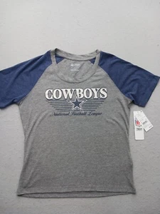 NFL Womens Cowboys Raglan T-Shirt XL Gray Navy Cotton Blend Top - Picture 1 of 9