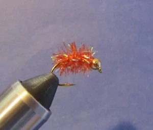 Opal Orange Estaz egg Steelhead, Salmon, trout fly fishing Bead head #6 - Picture 1 of 1